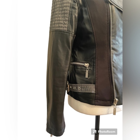 L’Atelier Black Vegan Leather Quilted Moto Jacket, Size Small, Biker Grunge Sexy - Picture 3 of 10